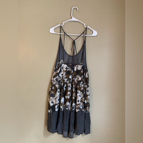 Free people intimately floral gray brown slip dress - Picture 4 of 8